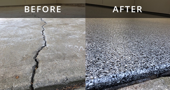 Before and After Garage floor epoxy black