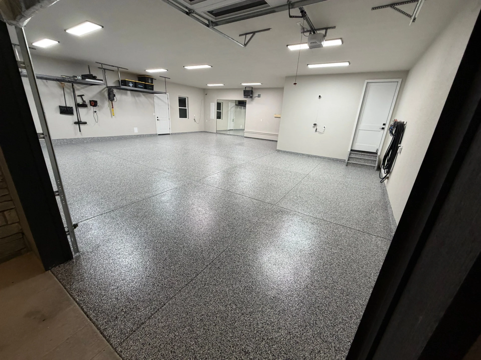 Lakewood Garage Floor: Polyaspartic, Glitter, & Waterproofed