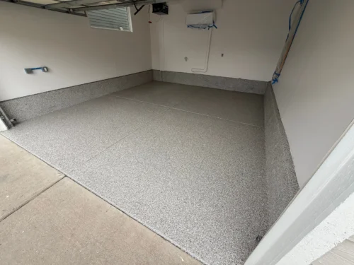 Denver Garage Floor Transformation: Polyaspartic Flake & Cove