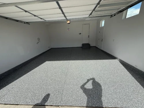 Wombat Flake Polyaspartic Garage Floor Littleton
